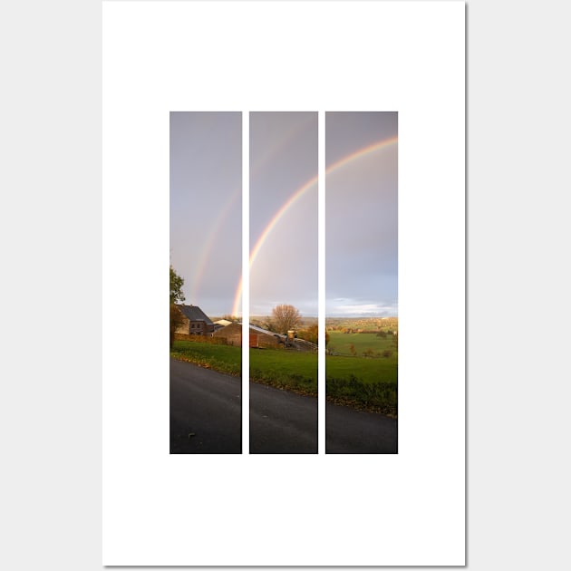 Herve, Belgium - Double rainbow in the Liege Province. Autumn rainy day. (vertical) Wall Art by fabbroni-art